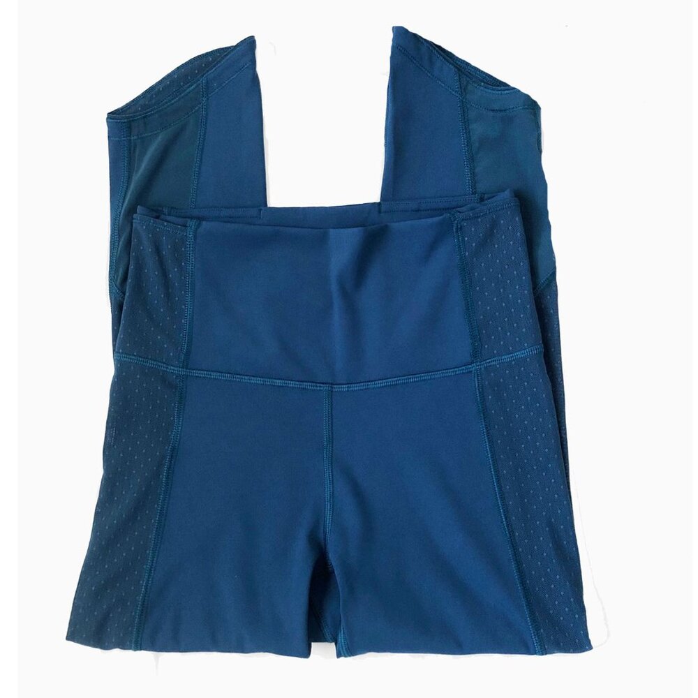 Lululemon Cropped Capri Mesh Trim Leggings Peacock Blue